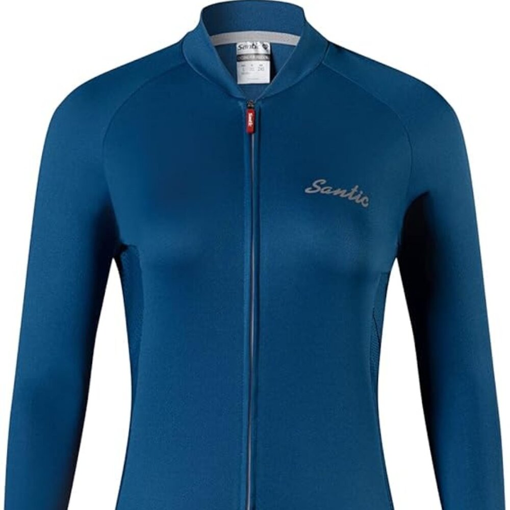 NWT Santic Light Miss Women's S-2XL Navy Cycling Jersey Long Sleeve Full Zip, Re
